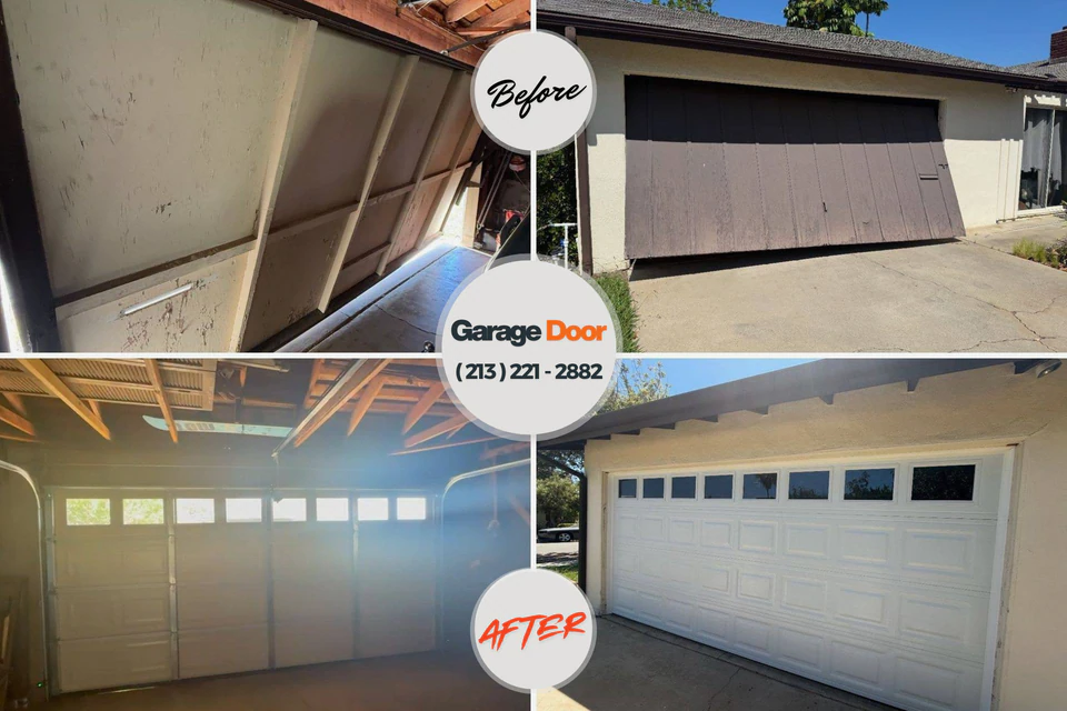Before and after: garage door repair Tillamook, OR